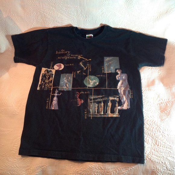 WILDWOOD PRODUCTIONS T-Shirt The History of Western Sculpture 90s Vintage - Picture 1 of 12